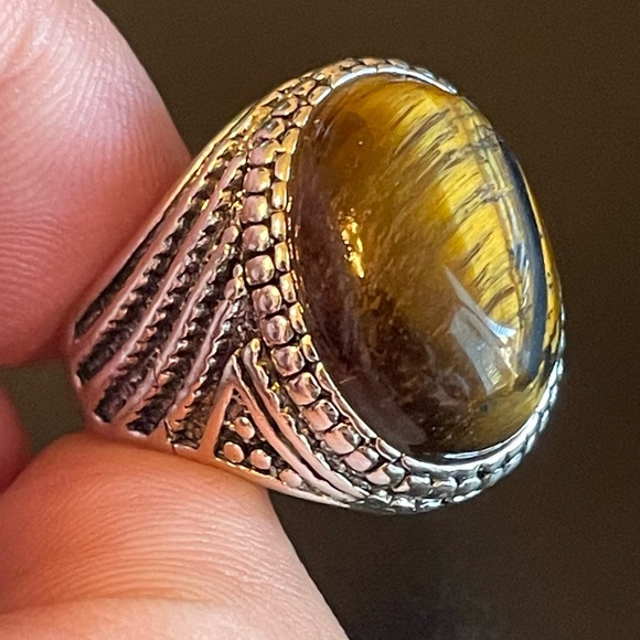 Cool tiger eye stone S925 silver ring size 9.25 - Picture 6 of 9